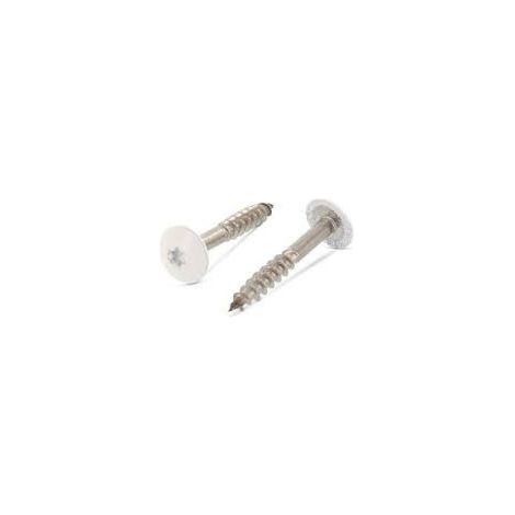 Vis de facade TORX T20 4.8X38 Diamètre de tête: 12.3 Inox A2 RAL9010 blanc pur-10 pièces