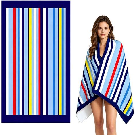 Strandtuch XL 180 x 100 cm Schnelltrocknend und super saugfähig Leichtes Mikrofaser-Schwimmtuch für Erwachsene Großes Strandtuch für Pool und (1/5)