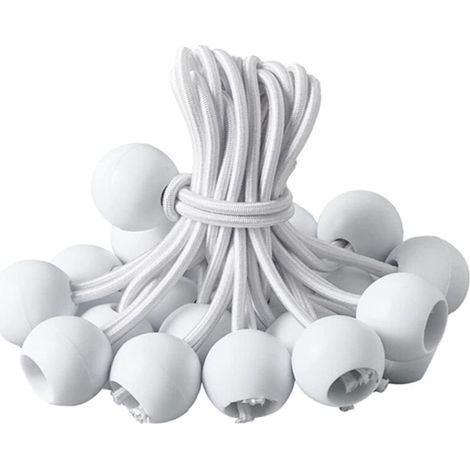Lot de 10 tendeurs à billes, tendeurs élastiques noirs, pour tente, toile imperméable, camping, sangle d'extension de tente - Blanc (1/5)