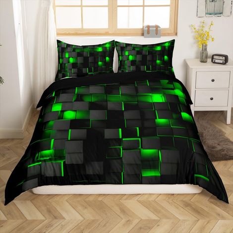 Parure de lit en microfibre douce avec housse de couette de 135 x 200 cm, motif géométrique, moderne en 3D, pour enfant, adolescent, adulte et garçon (1/5)