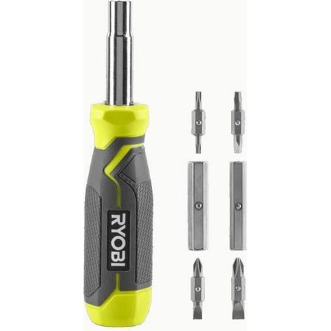 Ryobi RHSDM1101 Mehrzweck-Schraubendreher, 11-in-1-Bit-Set mit ergonomischem Griff (1/3)
