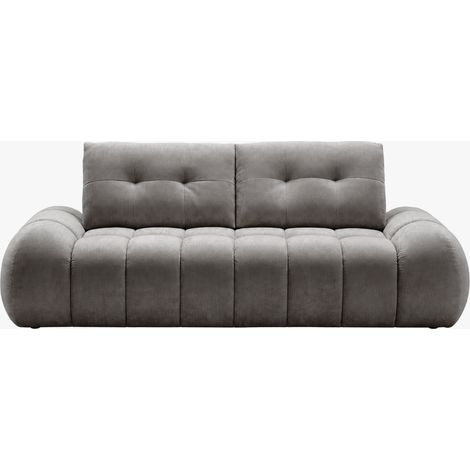 KESSY Canapé 3 places avec dossier amovible en tissu capitonné gris (1/5)