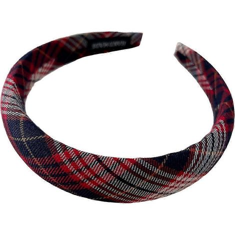 Bandeau rembourré à carreaux pour femme, large bandeau léger et antidérapant, idéal pour l'automne et l'hiver.-B (1/5)