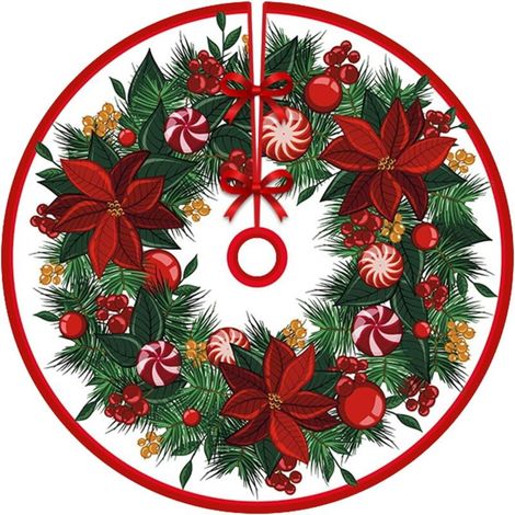 Weihnachtsbaumdecke mit Kranzmuster, Christbaumfuß-Dekoration, 120 cm Durchmesser (1/5)