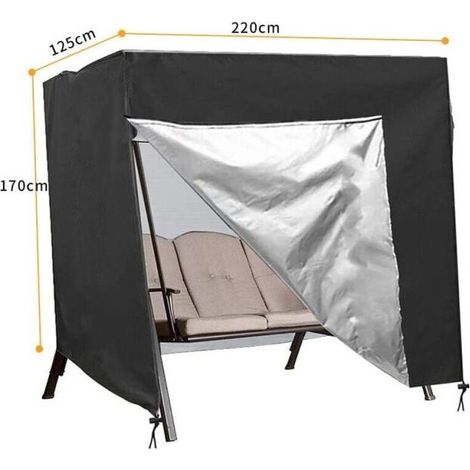 (220×125×170CM) noir Housse de Balancelle Places Housse Protection pour Balancelle Jardin Imperméable Oxford Bâche de Balancelle Anti-UV Couverture de Protection Balançoire Extérieur (1/4)
