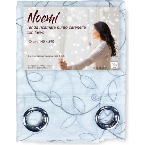 TENDA NOEMI ricamo MODERNO FOGLIA grigio cm. 140x290