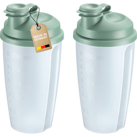 Westmark 2 bicchieri per mescolare e agitare con scala graduata – Pratico shaker con disco di miscelazione rimovibile e beccuccio richiudibile, 0,5 l, plastica senza BPA, 243522EM