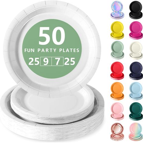 Vaisselle Jetable,50 Pcs Blanc Assiette Carton (1/5)