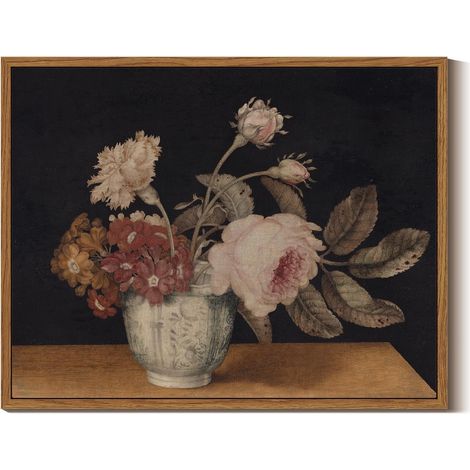 Tableau Décoratif - Peinture À L Huile Sur Toile - Hydrangea Blanc - Pour Salon Chambre Salle De Bain Cuisine Bureau - 40 X 50 Cm - Non Encadré (1/5)