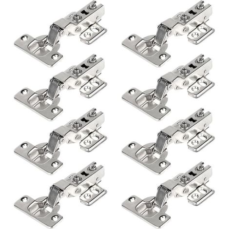 110 Degré Plein Recouvrante 35mm Soft Close Charnieres avec Amortisseur Hydraulique Fermeture Automatique Charnière pour Armoires de Porte Cuisine 8 Pcs (1/5)