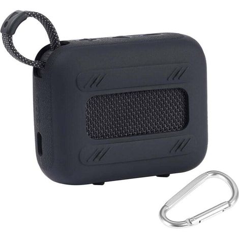 Pour JBL Go 4 Housse de protection en silicone pour haut-parleur Bluetooth étanche, étui de voyage portable en silicone avec mousqueton, étui de protection (noir) (1/3)