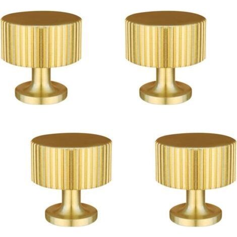4 Pièces Poignée De Porte, Avec Vis, Boutons De Meubles En Or, Boutons Armoire Ronds, Boutons De Porte d'Armoire, Boutons De Tiroir En Laiton Doré, Pour Armoires, Placards, Salle (28x28mm) (1/5)
