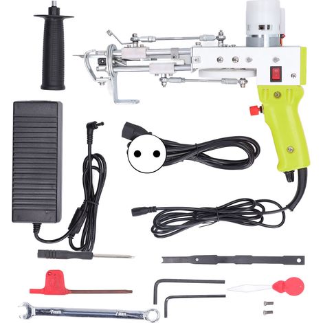 Pistolet à touffeter réglable vitesse jaune vert, facile à utiliser pour tapis coussins tentures DIY, 100‑240V prise UE (1/5)