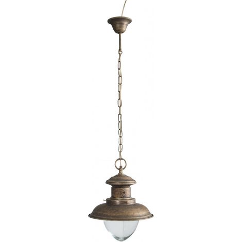 Biscottini Lustre industriel 98,5x30,5cm - Lustre vintage industriel - Lustre laiton - Lustre cuisine vintage - Lustre vintage (1/2)