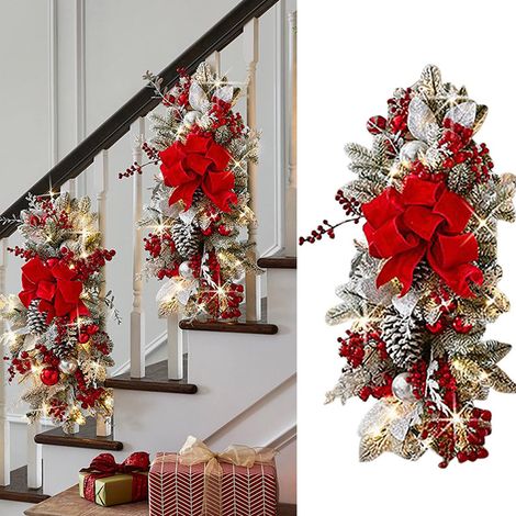 Guirlande murale suspendue fleurs artificielles plantes pour décoration maison escalier rampe Noël, décor végétal mural suspendu, 1 pièce, idéal intérieur extérieur festif (1/2)