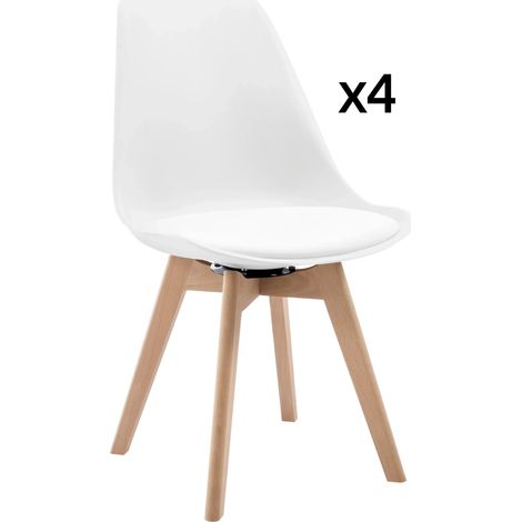 Chaise de salle à manger pivotante en cuir synthétique avec structure bois massif - lot de 4 (1/5)
