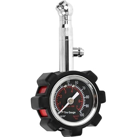 BRAVIX Manometre Pression Pneu,Manomètre de Des Pneus 7 Bar 100 Psi  avec Grand Cadran 1.5'', Mécanique Professionnel Manometre Pression Pneu pour Moto Voiture