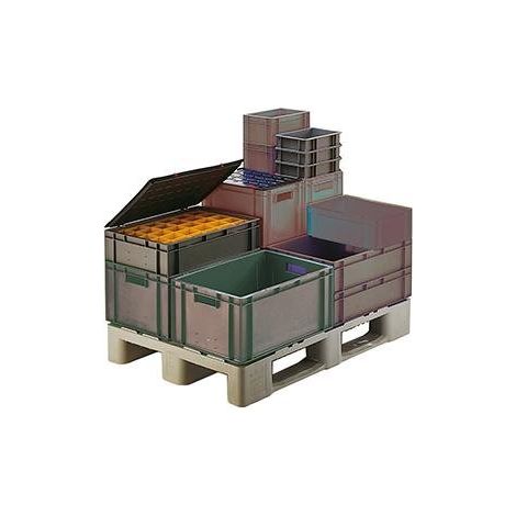 Transport-Stapelkasten 600x400x120 mm grau, geschlossen ohne Griffloch
