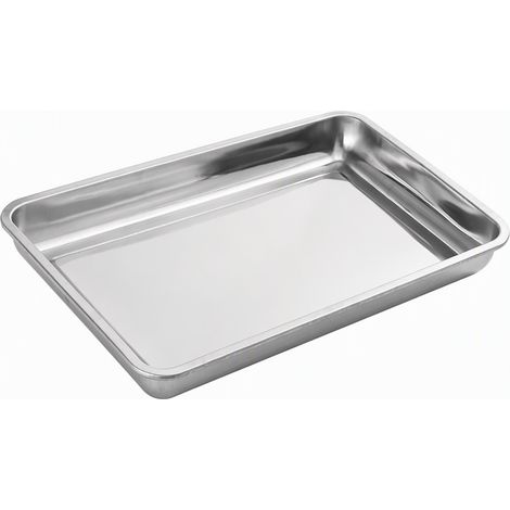 Plateau rectangulaire inox, profond, 50 × 35 × 4.8 cm, ép. 0,8 mm