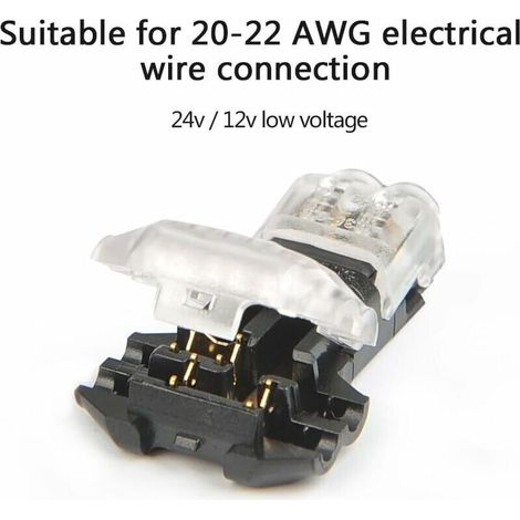 Bardusch Set di 12 connettori a T a 2 pin per cavi elettrici da 20/22 AWG, connettore elettrico impermeabile per auto, cavo senza saldatura, connettore impermeabile per illuminazione a LED per auto, t (1/4)