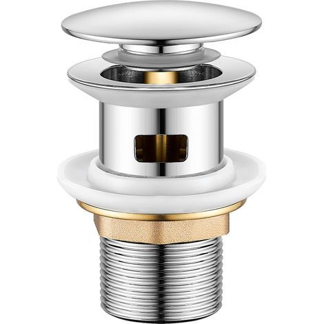Ablaufgarnitur mit Klick-Klack-Verschluss und Überlauf, Schlitzablauf, verchromt, moderne Ablaufgarnitur, 65 mm – Standard-Universalanschluss G 1 1/4" BSP (1/5)