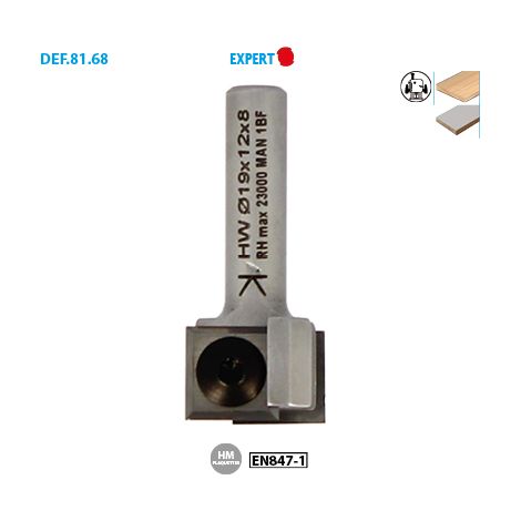 Mèche d'affleureuse à plaquettes réversibles Expert ø 19 ø Queue 6 Long. 42mm