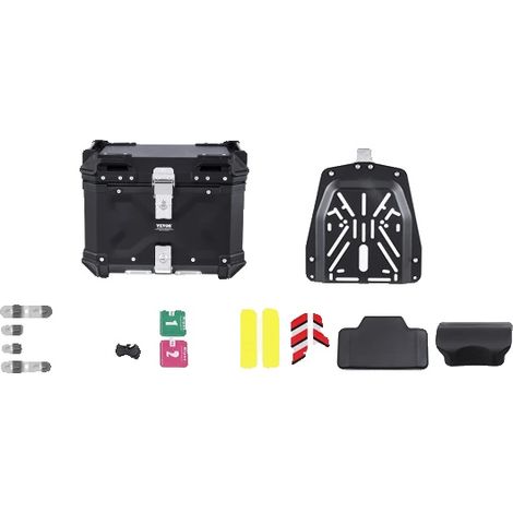 Baúl para motocicleta, aleación de aluminio, capacidad de 55 litros, color negro. (1/2)