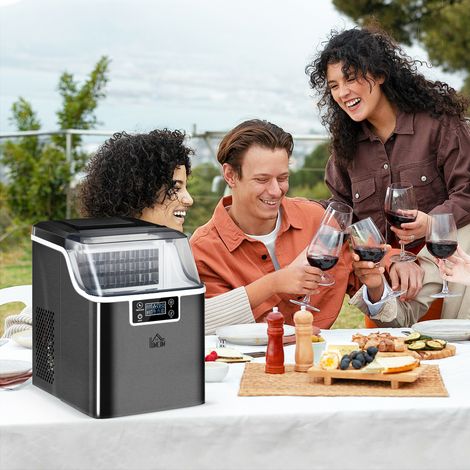Machine à glaçons, distributeur de glaçons, 20 kg/24 h, réservoir d'eau de 3,2 L, noire (1/5)