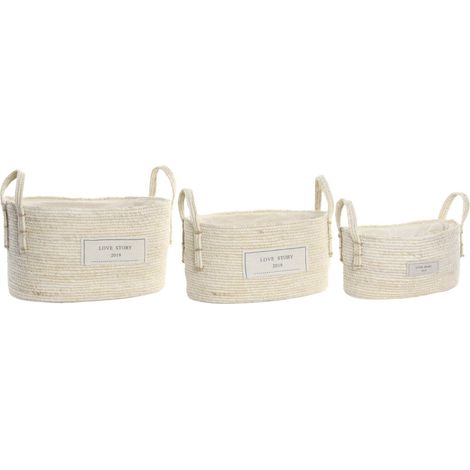Panier élégant en fibre coton pour rangement chic - Beige naturelle