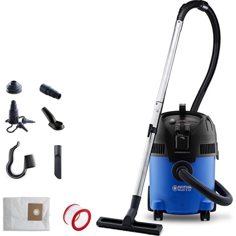 Aspirateur eau et poussière Nilfisk Multi II 22 T Premium Home Edition – 1200 W, 22 L, système Push & Clean, avec accessoires pour maison, garage et atelier