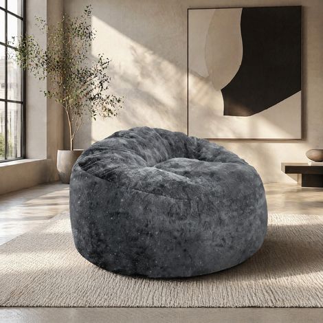 Sillón puf con respaldo curvo, asiento profundo 100 x 98 x 61 cm, franela gris OKWISH (1/5)
