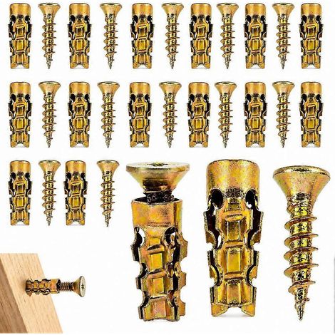 50 vis d'expansion courtes 6x14 mm pour la réparation des charnières de meubles et la restauration des filetages endommagés, pour la fixation des meubles - JBMEDIA (1/4)