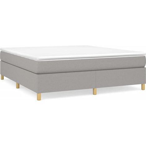 Lit double Lit adulte Sommier à lattes de lit avec matelas Gris clair 160x200cm Tissu