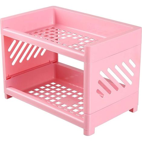Support de stockage, support de stockage en plastique domestique simple à double couche de bureau-Chrom (1/4)