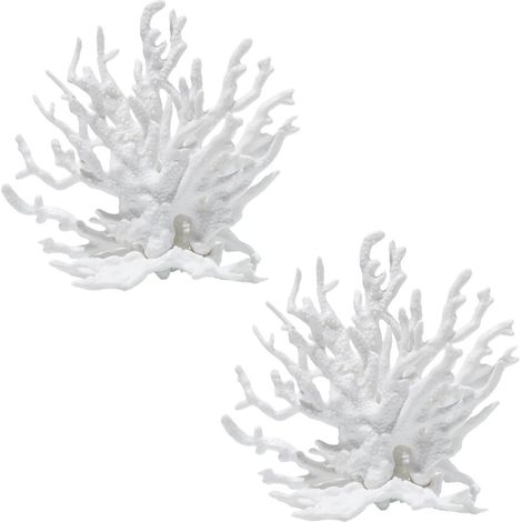 2 Pièces Corail Artificiel, Décoration Aquarium PVC, Ornements Résistants Eau Douce Et Salée, Pour Paysage Aquatique