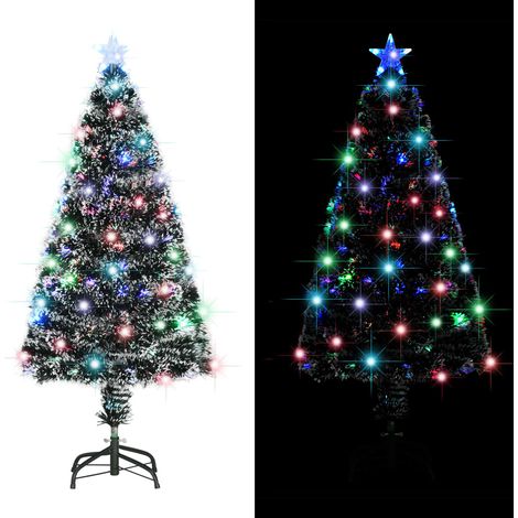 Arbre de Noël Sapin de Noël pré-éclairé avec support et LED 120 cm fibre optique (1/5)