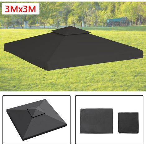 TolleTour Tetto di ricambio per gazebo 3x3 m antracite, doppio tetto per tenda da ricevimento, copertura con protezione UV