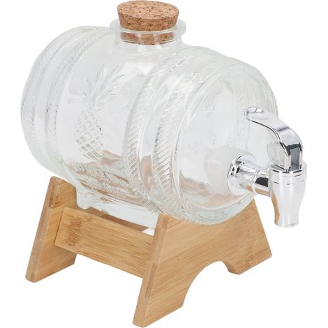 1-Liter-Getränkekrug aus verstärktem Glas mit Zapfhahn, Ginseng- und Goji-Beeren-Weinaufgussgefäß, ABS-Ständer inklusive, luftdichter Deckel für selbstgemachten Saft, 2-teilig. (1/5)