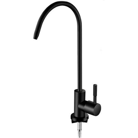 Robinet de Cuisine Noir avec Osmoseur Intégré - Robinet d'Eau Potable Col de Cygne en Acier Inoxydable 1/4 - Équipement pour Évier Cuisine (1/5)