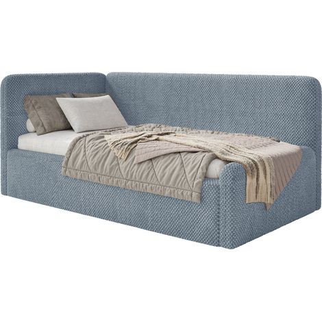 Selsey Fanko – Jugendbett 90x200 cm mit Matratze, Kopfteil links, Plüsch, Blau