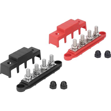 2 Stück Sammelschienen-Klemmenblock 48V 250A Hochleistungsmodul Stromverteiler DC-Box 4-polig M10 für Wohnmobile und Boote Rot Schwarz (1/5)