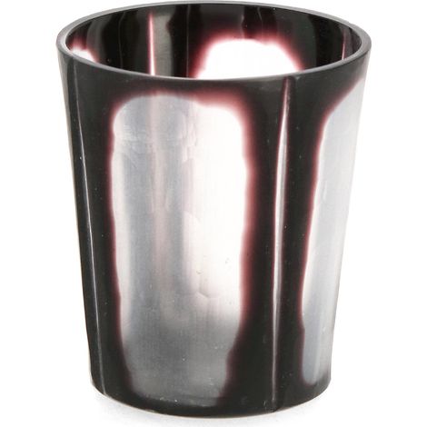 Porta candela kirinda vt trasparente nero h9 prodotto fatto a mano in vetro Ø8 x h 9cm -Ø8 x h9 cm / vetro nero