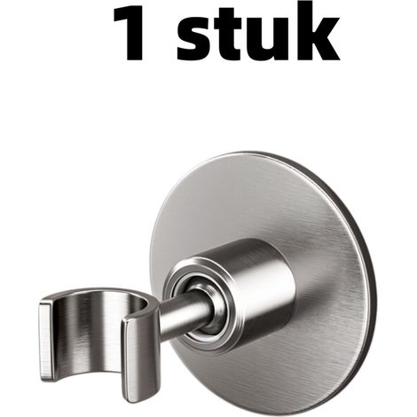 Support mural pour pommeau de douche 7 x 6,7 cm sans perçage pour accessoires de salle de bain et douchette WC gris (1/5)