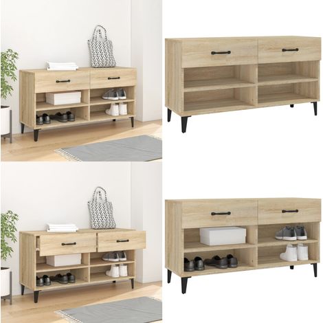 Schuhschrank Sonoma-Eiche 102x35x55 cm Holzwerkstoff - Schuhschrank - Holzwerkstoffmöbel - Garderobe - Schuhregal - Wohnzimmer Deko - Home & Living