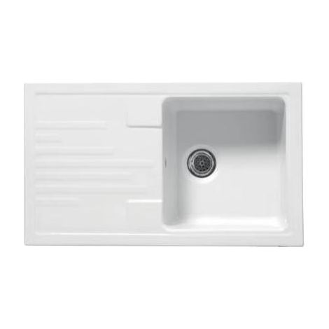 ÉVIER ENCASTREABLE EN CÉRAMIQUE MODÈLE C282 AVEC 1 BAC 86 x 50 Dimensions : Blanc