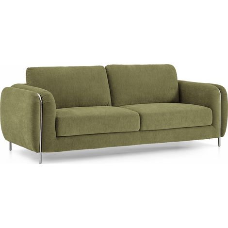 Canapé 3 places en tissu tramé toucher doux vert vintage SWING (1/5)
