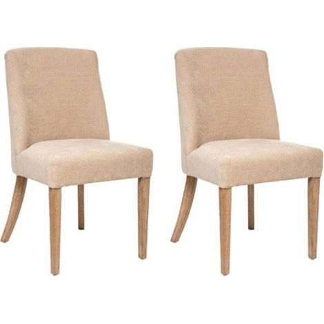 Atmosphera – Lot de 2 chaises 'Livia' 89cm – Contreplaqué et bois hévéa – Assise confortable 49,5cm – Finition beige lin moderne (1/4)