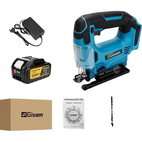 Scie sauteuse, moteur sans balais, vitesse réglable, 1 Batterie (1/2)