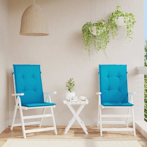 vidaXL Cojín silla de jardín respaldo alto 2 uds tela azul 120x50x3 cm (1/5)