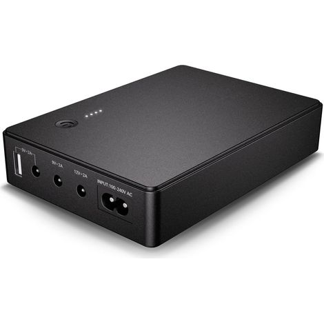 Mini UPS Alimentation sans interruption pour routeur, modem, caméra avec entrée AC et sortie USB 5V DC 5V 9V 12V 2A (37Wh) (1/5)